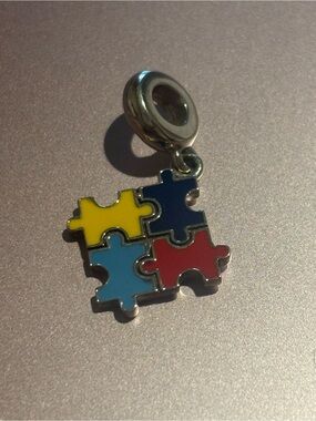 Colorful Puzzle Piece Charm Pendant - Multicolor Pandora